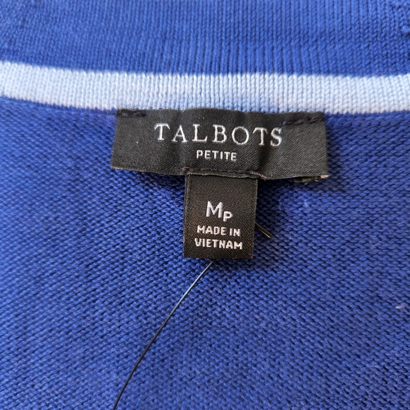NWT TALBOTS Petite V-neck Girlfriend Cardigan Two-tone Blue - Picture 7 of 9